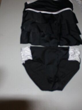 Black & Silver 2 Pcs Justice Tankinii Swimsuit Size 8